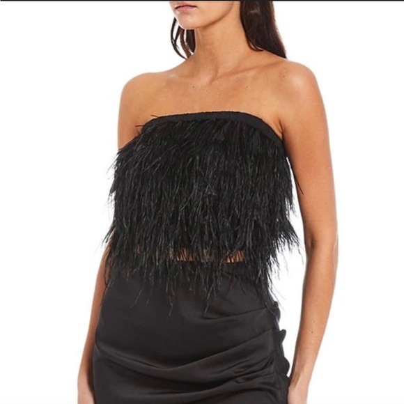 Gianni Bini Black Feather Tube Top - Picture 1 of 4